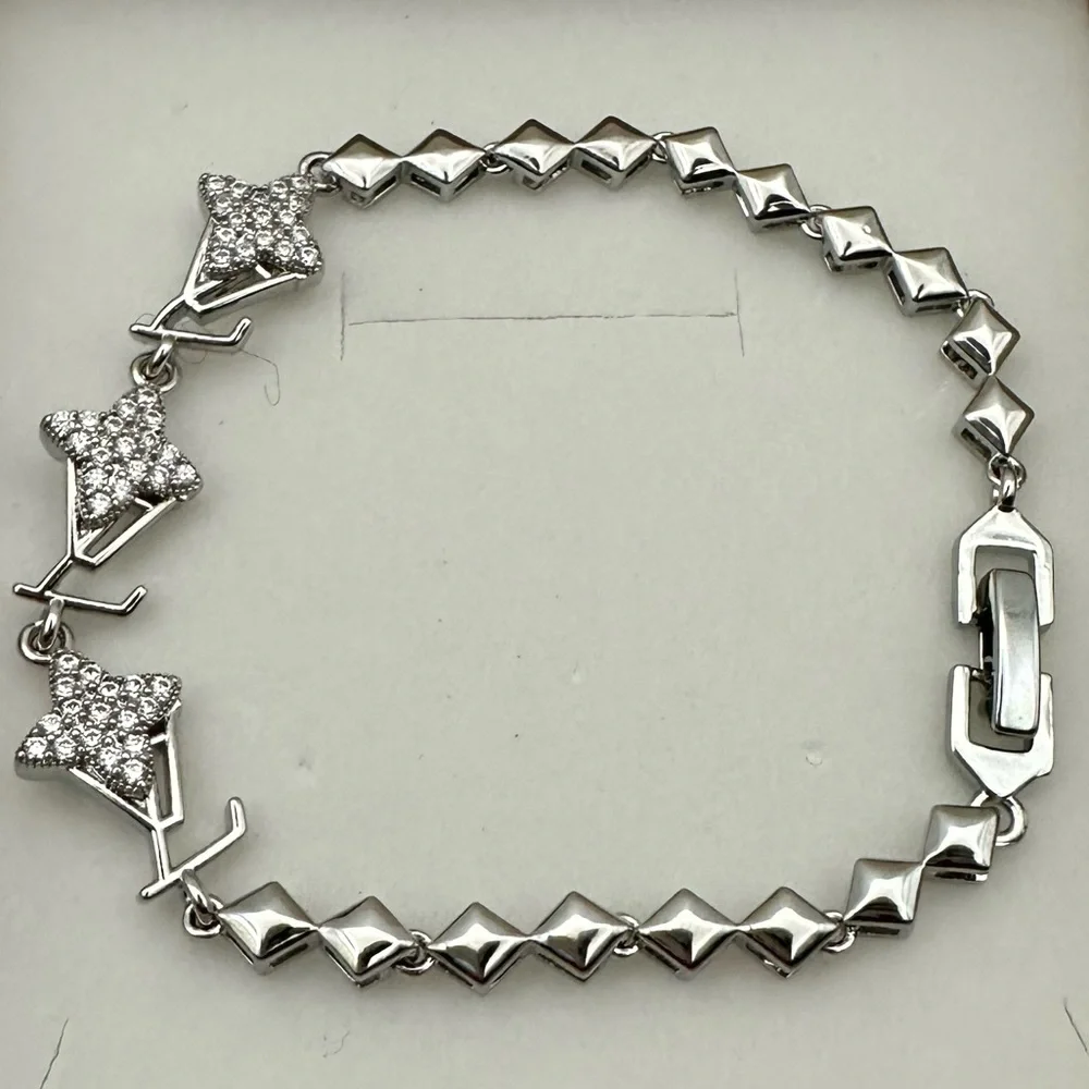 Silver with Crystal Details Tennis Bracelet
